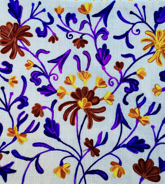 Embroidered Cushion Cover In 16 x 16 Inches, Purple & Yellow