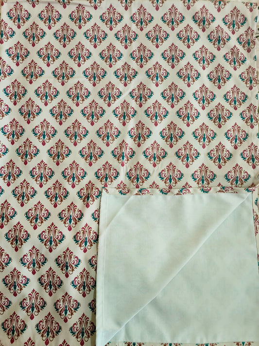 Thick Cotton 4-6 Seater Dining Table Cover, Red Ikat