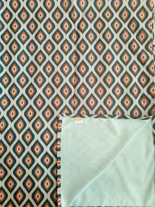 Thick Cotton 4-6 Seater Dining Table Cover, Navy Ikat