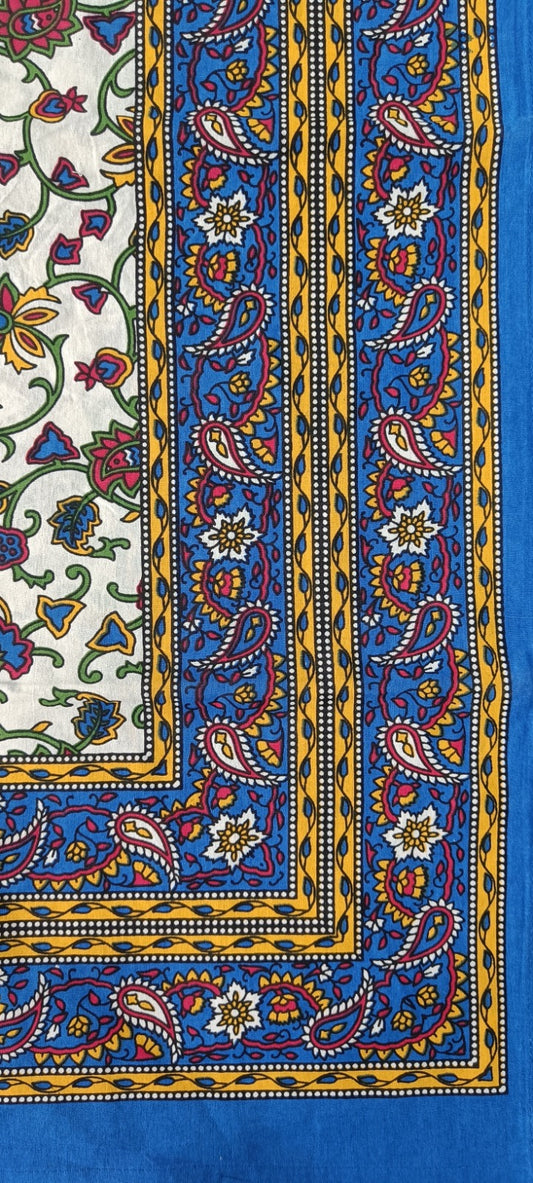 100% Cotton 6 Seater Dining Table Cover, Royal Blue