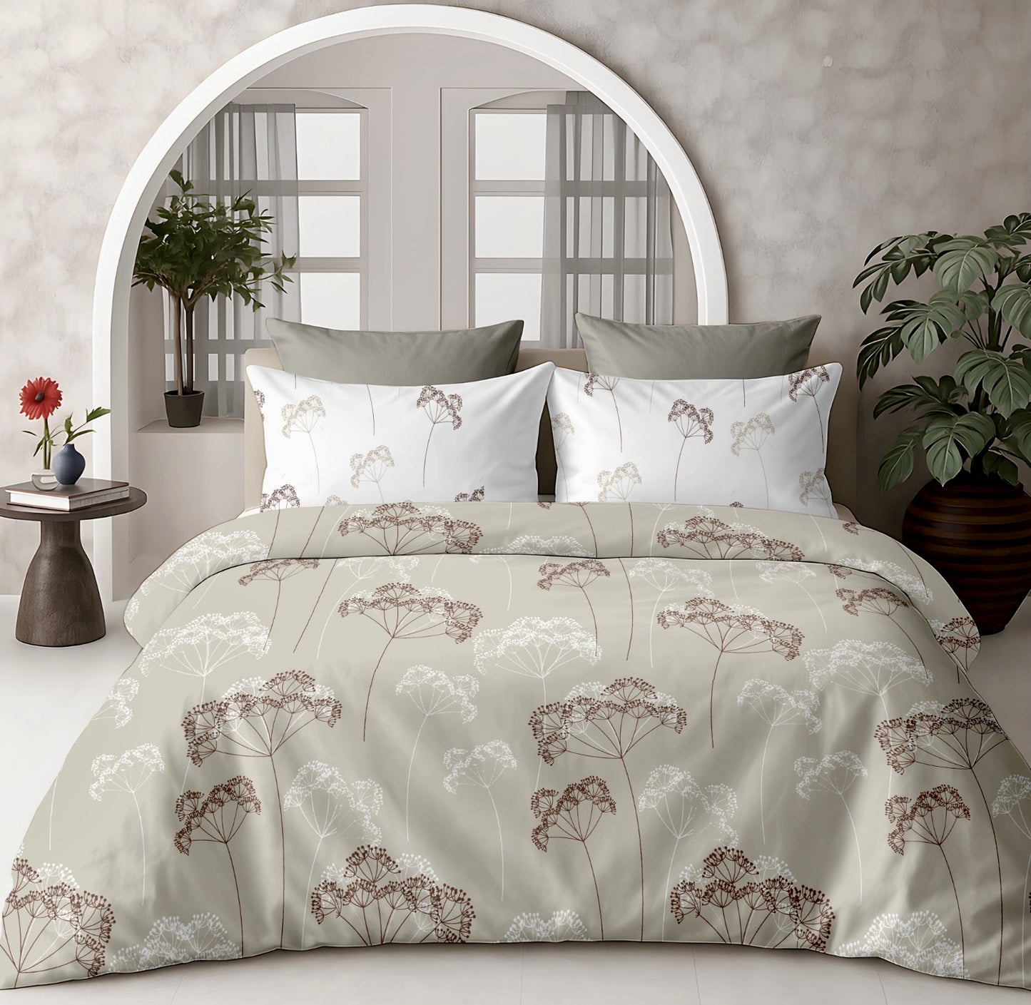 Luxury Cotton 200 TC Super King Size Bedsheet, Beige