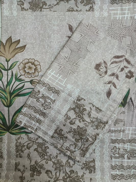 Soft Cotton King Size Bedsheet With Two Pillow Covers, Brown Abstract