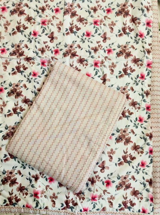 100% Cotton Reversible Dohar (Pair), Brown & Pink