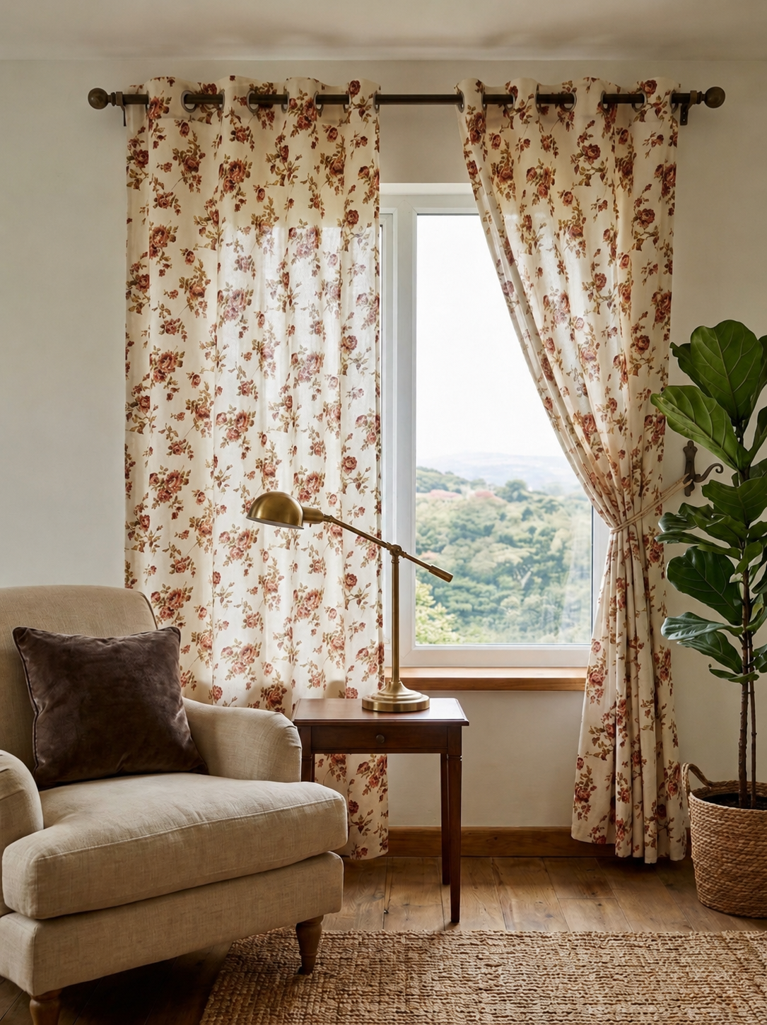 Pure Cotton Curtains 7ft - Pair of 2