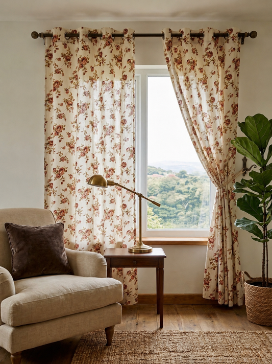 Pure Cotton Curtains 7ft - Pair of 2