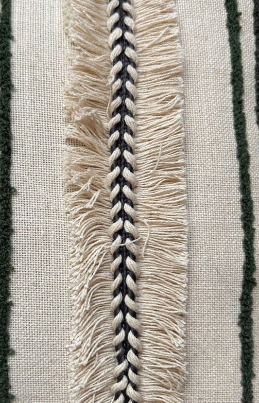 Embroidered Cushion Cover In 16 x 16 Inches, Fringed