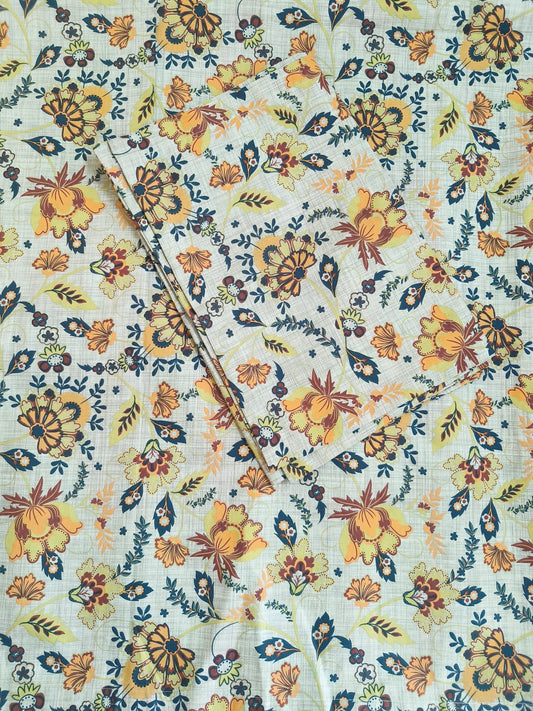 Pure Cotton King Size Bedsheet With Two Pillow Covers, Grey Orange