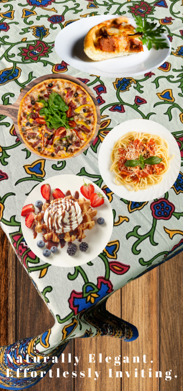 100% Cotton 6 Seater Dining Table Cover, Royal Blue