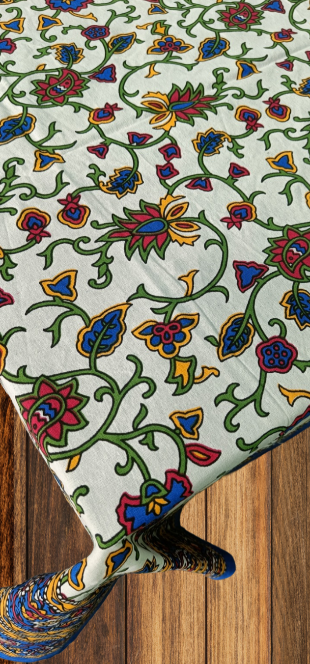 100% Cotton 6 Seater Dining Table Cover, Royal Blue