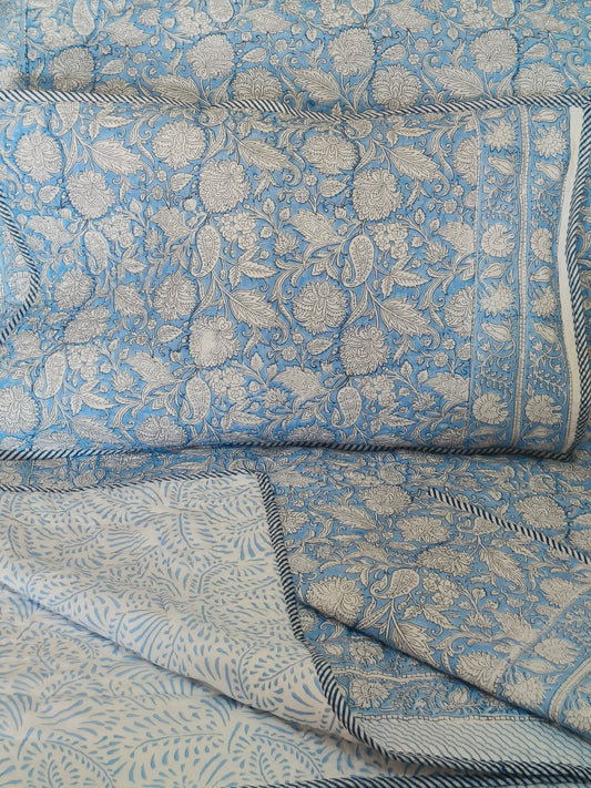 100% Premium Mulmul Cotton Reversible King Size Bedspread cum AC Quilt