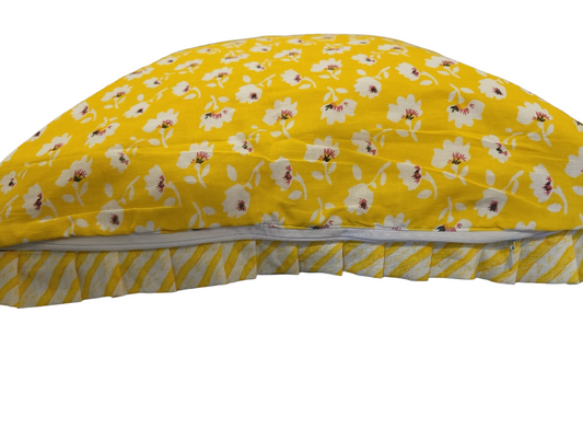 Pure Cotton Ruffled Cushion Cover In 18 × 18 Inches, Sunshine Yellow