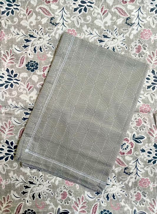 100% Cotton King Size Bedsheet With Two Pillow Covers, Greige