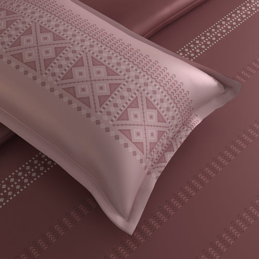 Pure Cotton 300 TC King Size Luxurious Bedsheet With Two Pillow Covers, Metallic Red