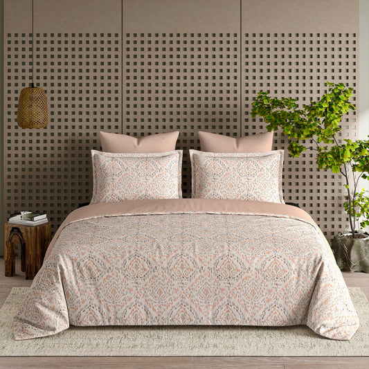 Soft Cotton King Size Bedsheet With Two Pillow Covers, Peach