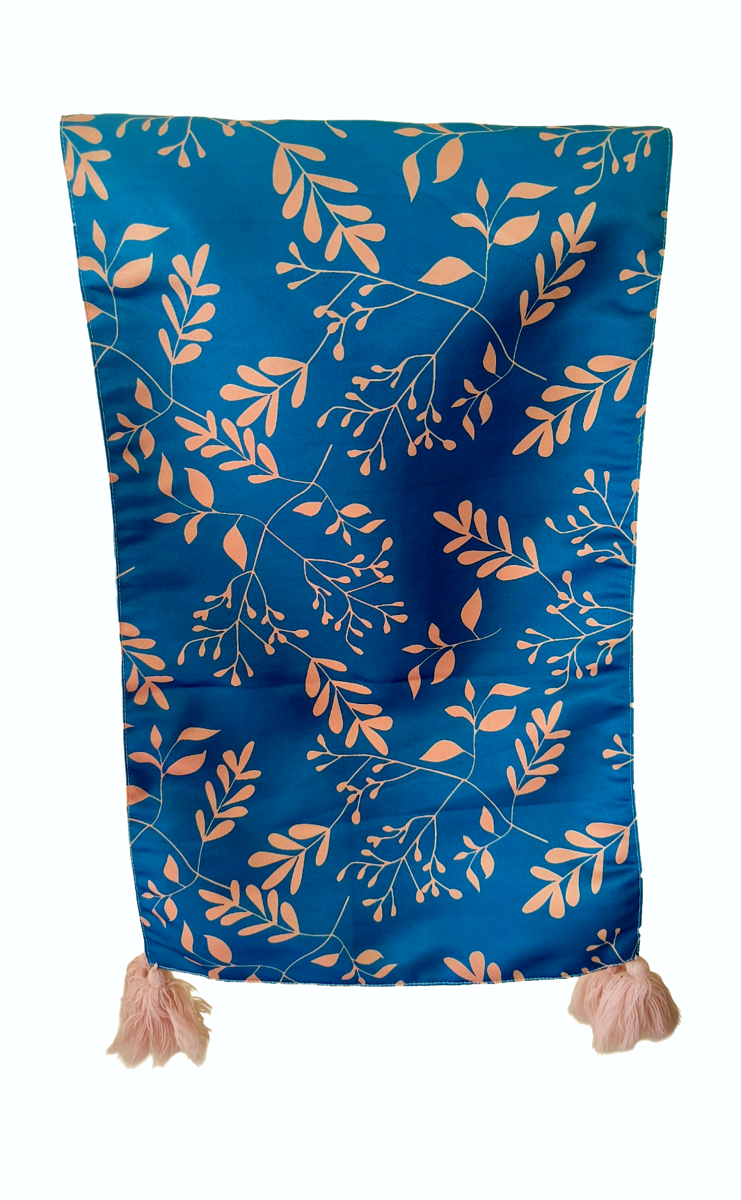 Table Runner in 12 x 72 Inches With Tassels, Navy & Pink