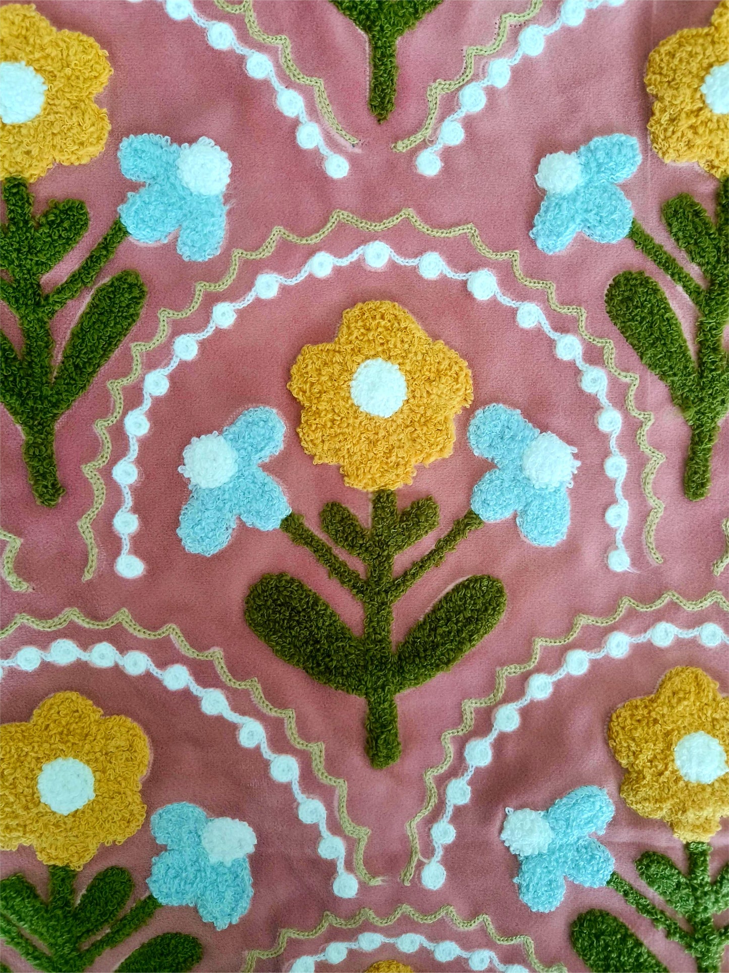 Velvet Embroidered Cushion Cover In 16 x 16 Inches, Dusty Pink