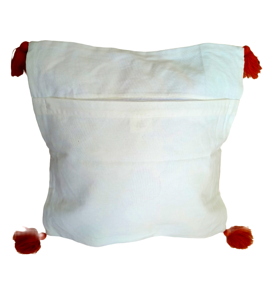 Embroidered Cushion Covers In 16 x 16 Inches Cushion Cover With Tassels