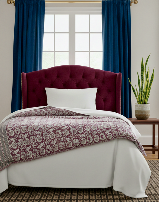 Pure Mulmul Dohar (Pair), Plum & White