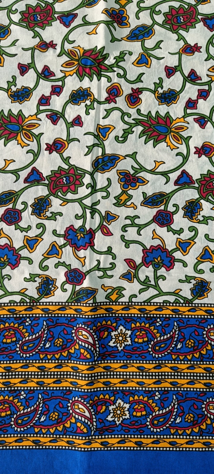 100% Cotton 6 Seater Dining Table Cover, Royal Blue