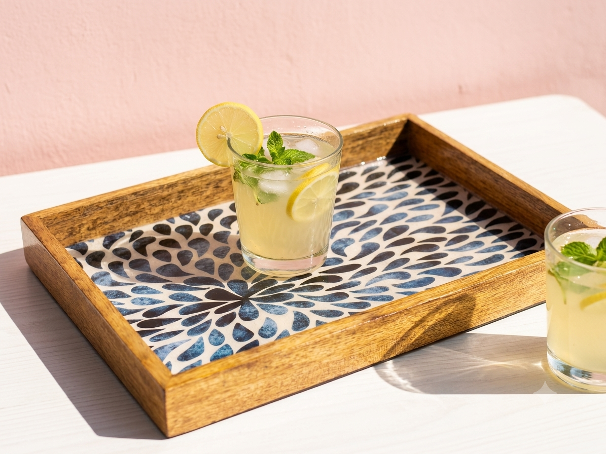 Handcrafted Wooden Tray for Serving & Decor