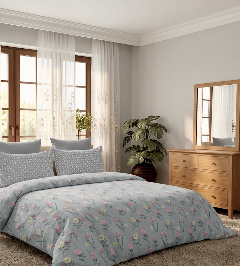 Luxury Cotton 200TC Super King Size Bedsheet, Slate Grey