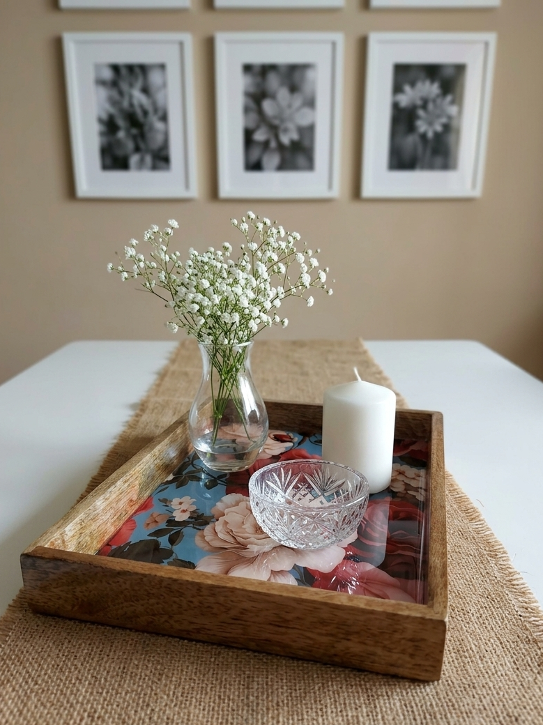 Handcrafted Wooden Tray for Serving & Decor