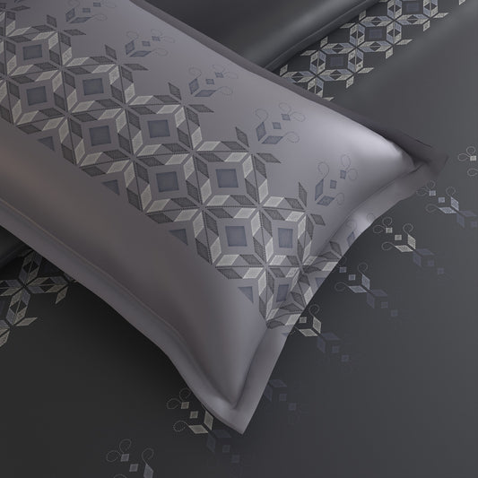 Pure Cotton 300 TC Luxurious  King Size Bedsheet With Two Pillow Covers, Metallic Grey