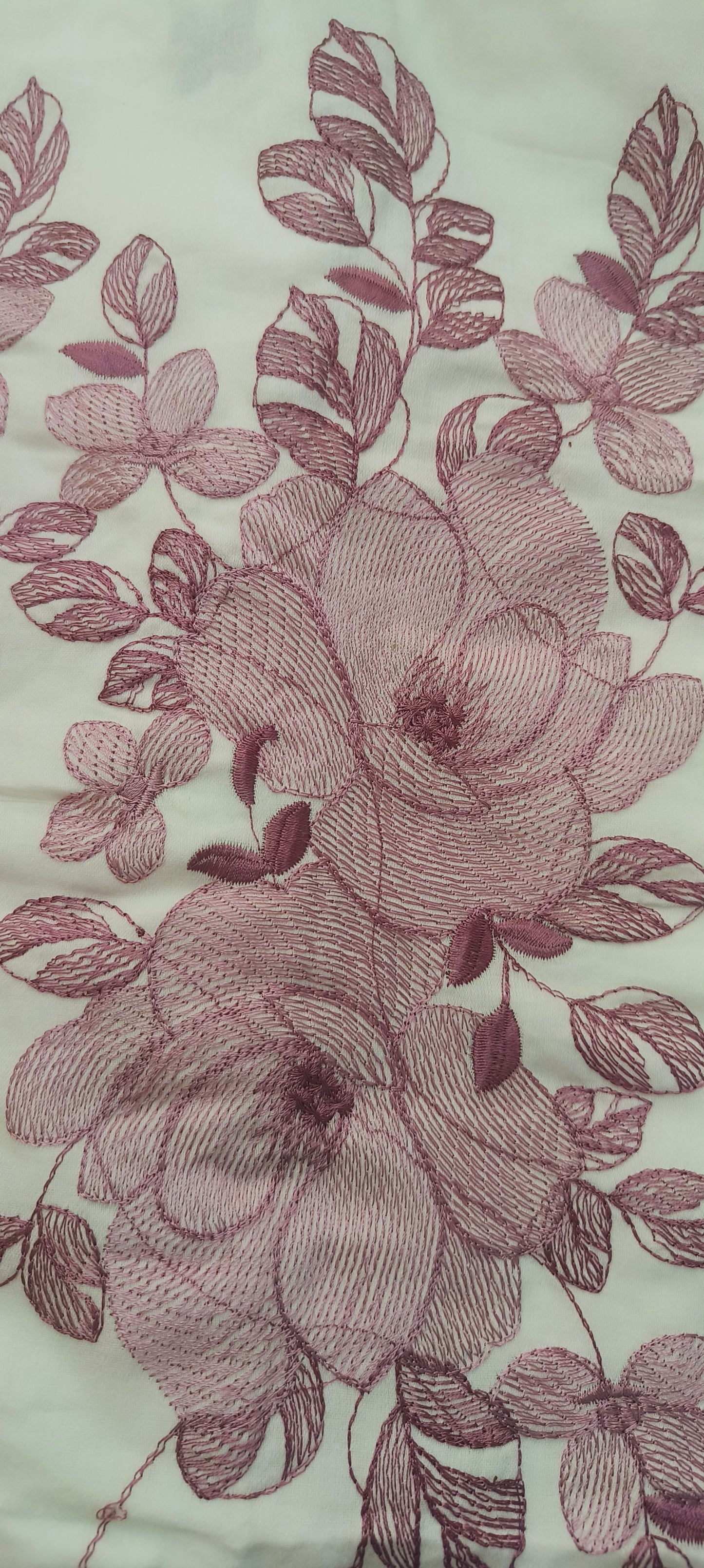 Pure Cotton King Size Embroidered Bedsheet with Two Pillow Covers, White & Mauve Pink