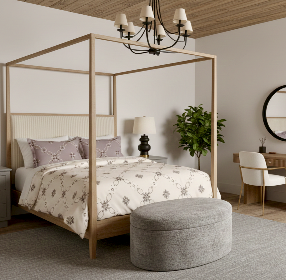 Premium Cotton 300 TC King Size Luxurious Bedsheet with Two Pillow Covers, Beige & Taupe
