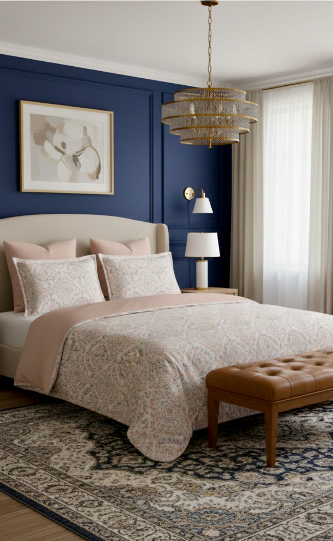 Soft Cotton King Size Bedsheet with Two Pillow Covers, Peach