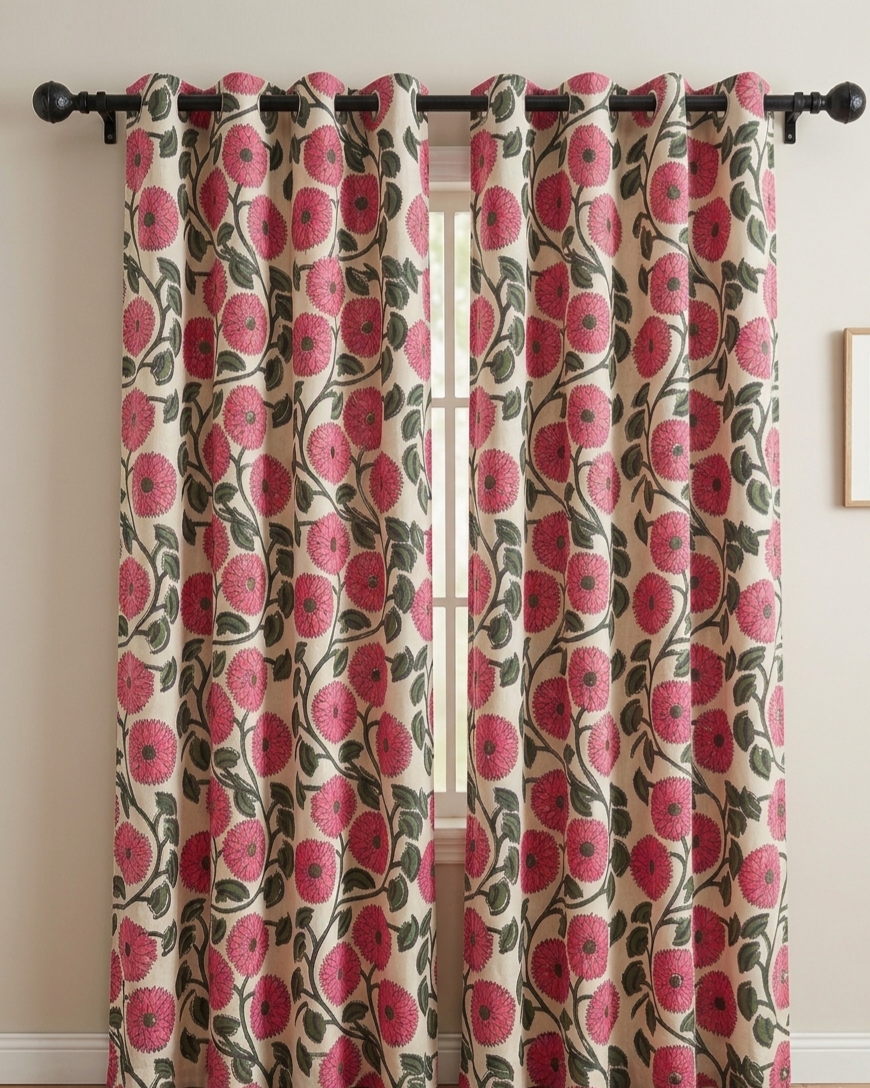 Pure Cotton Curtains 7ft - Pair of 2