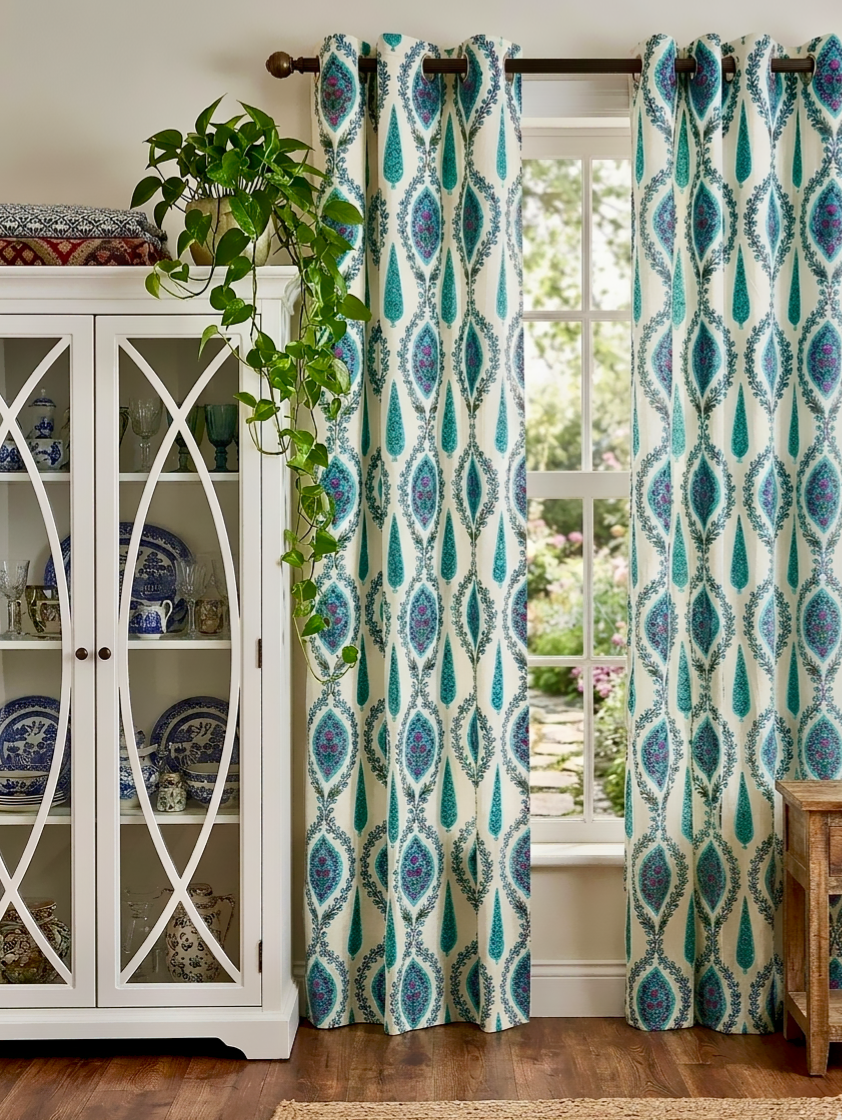 Pure Cotton Curtains 7ft - Pair of 2