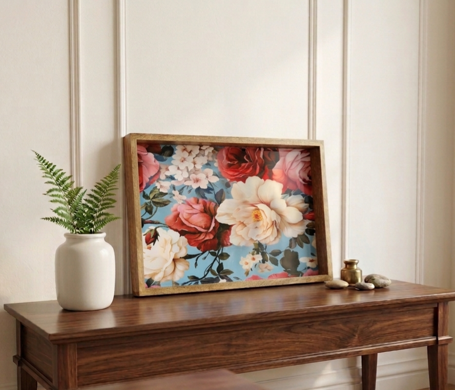 Handcrafted Wooden Tray for Serving & Decor
