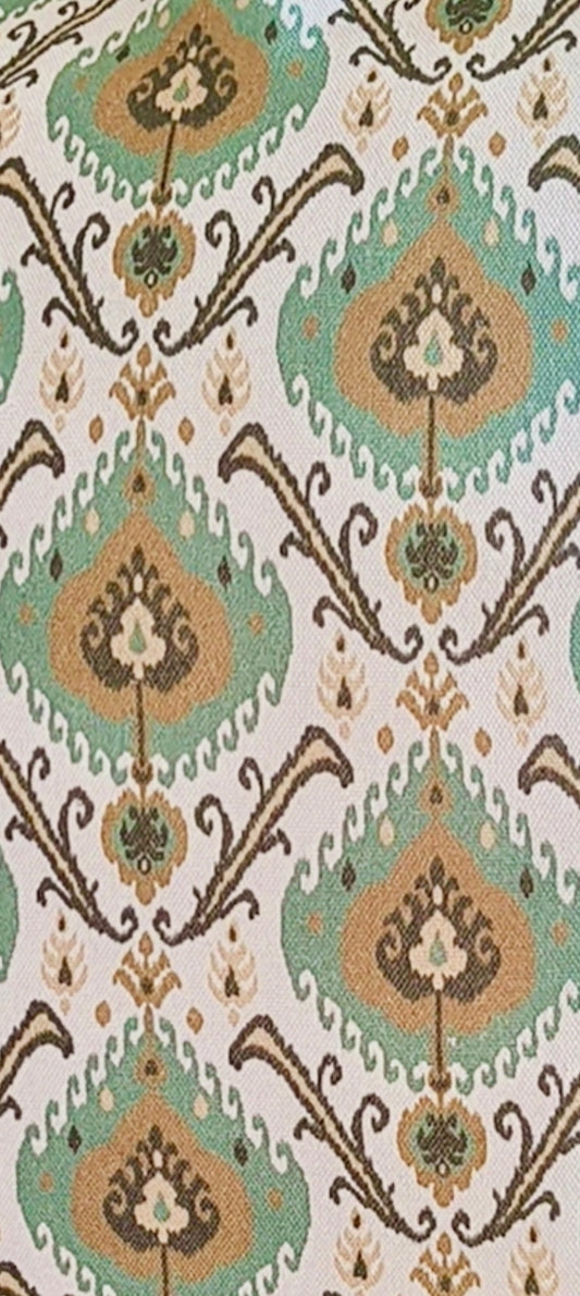 Printed Fringed Cushion Cover In Size 18 x 18 Inches, Green Ikat