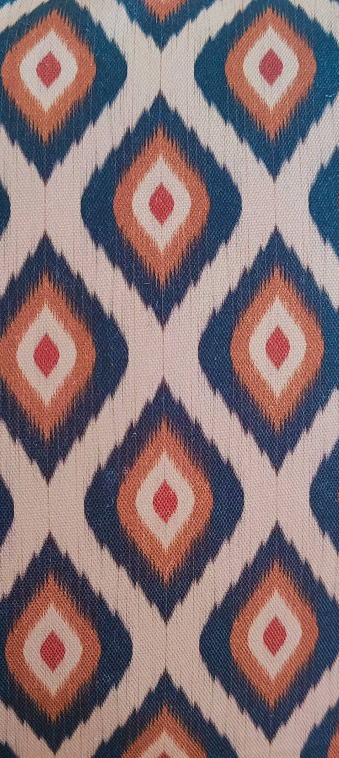 Printed Fringed Cushion Cover In Size 16 × 16 Inches, Navy Ikat